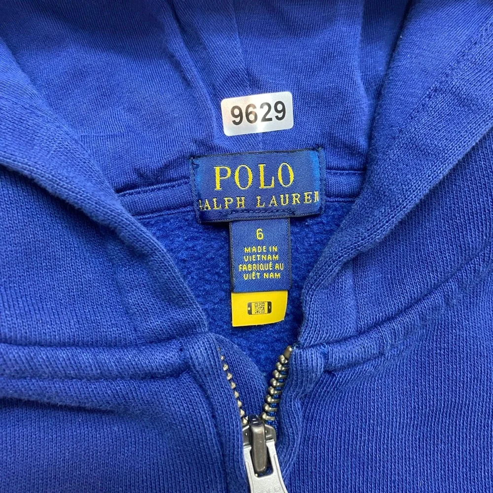Polo Ralph Lauren Hoodie Kids 6 Blue Yellow Pony Full Zip